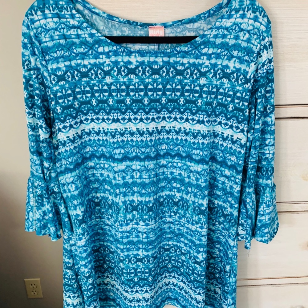 Teal & White Tunic Sz 1x